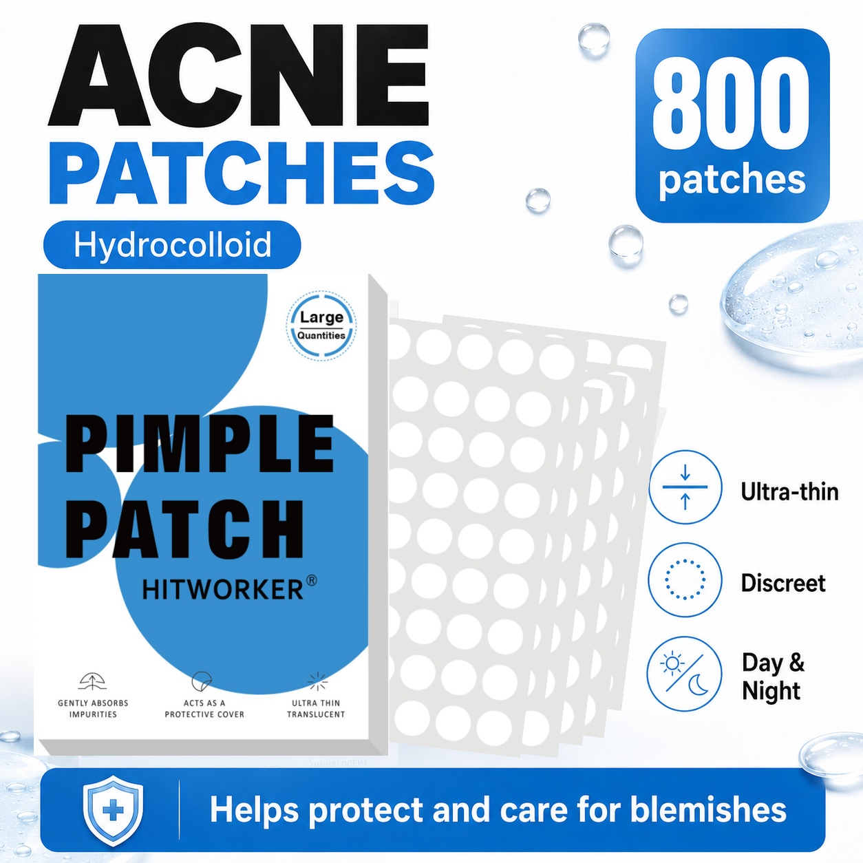 800Pcs Hydrocolloid Acne Pimpl - Face Oil recension och pris