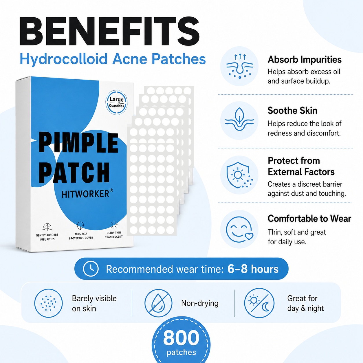 800Pcs Hydrocolloid Acne Pimpl - Face Oil recension och pris